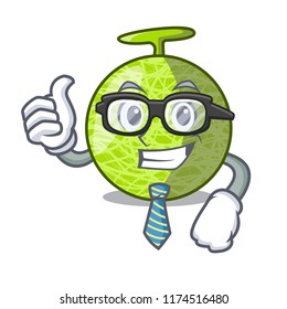 Businessman fresh organic melon in the cartoon