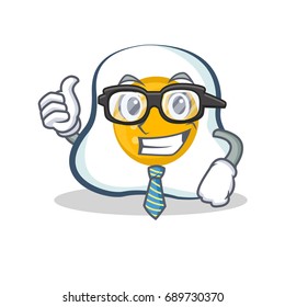 Businessman fried egg character cartoon