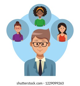 Businessman with friends