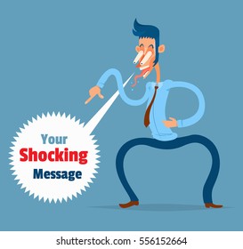 A businessman frightened of something with the flash white balloon, Vector illustration.