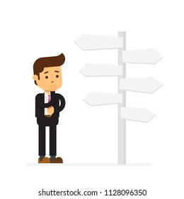 Businessman in front of a choice