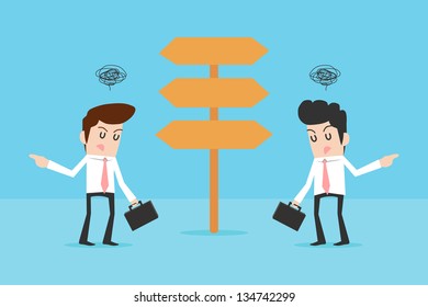 Businessman in front of a choice