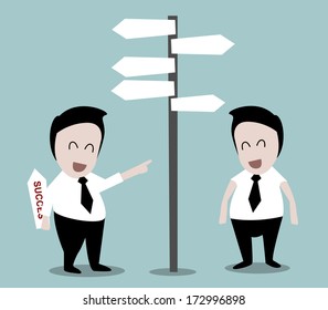Businessman in front of a choice 