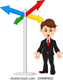Businessman in front of a choice