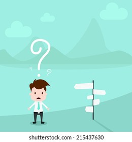 Businessman in front of a choice.