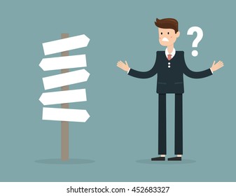 Businessman in front of a choice