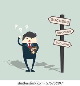 Businessman in front of a choice