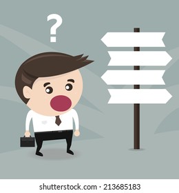 Businessman in front of a choice, flat design, EPS10.