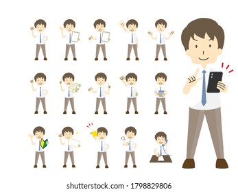 Businessman full body illustration set