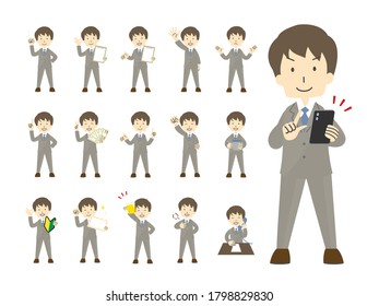 Businessman full body illustration set