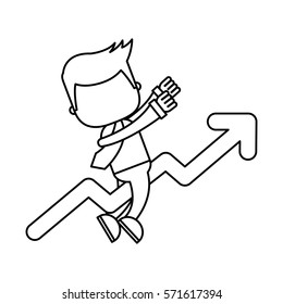 businessman funny with arrow character icon vector illustration design