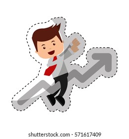 businessman funny with arrow character icon vector illustration design
