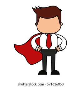 businessman funny with hero layer character icon vector illustration design