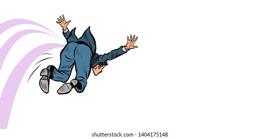 businessman funny jumps forward. Comic cartoon pop art retro illustration drawing