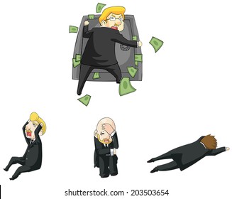 Businessman funny reaction in financial crisis situation cartoon icon, create by vector 