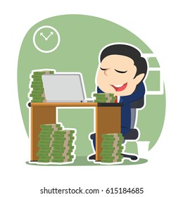 businessman gaining lot of moneys while working