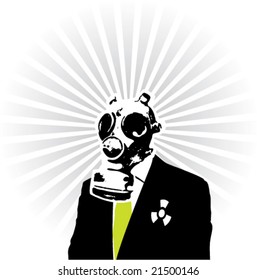 Businessman Gas Mask Illustration