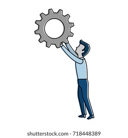 businessman with gear avatar character
