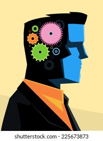 Businessman Gear Brain vector illustration