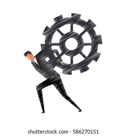 businessman and gear icon image 