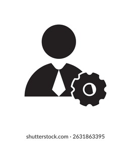 Businessman with gear icon, representing company leadership or administrative configuration.
