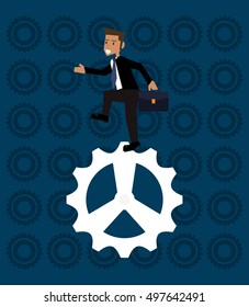 businessman and gear icons image 