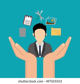 businessman and gear icons image 