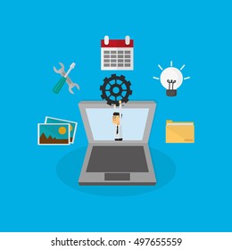 businessman and gear icons image 