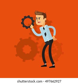 businessman and gear icons image 