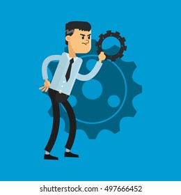 businessman and gear icons image 