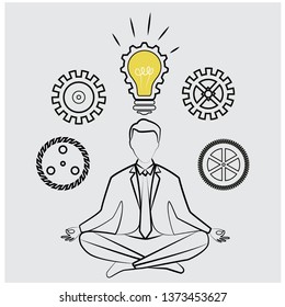 Businessman With Gear and Idea bulb