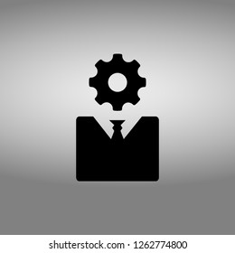 businessman with a gear in place of his head vector icon