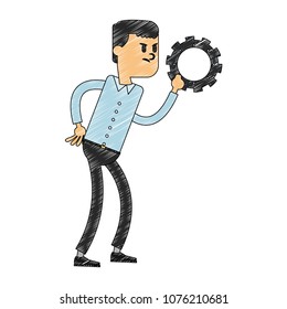 Businessman with gear scribble