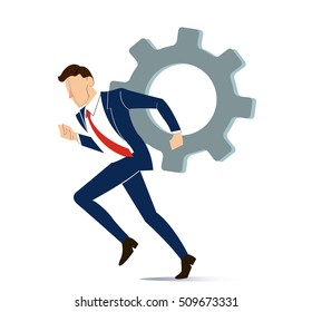 businessman with gear to success concept vector