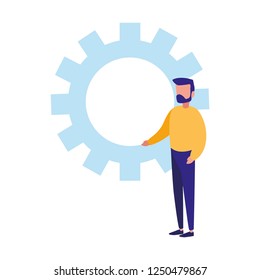 businessman and gear work