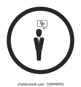 Businessman gears cloud sign simple icon on  background