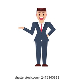 Businessman geometric shape flat design character illustration isolated white background.