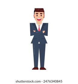 Businessman geometric shape flat design character illustration isolated white background.