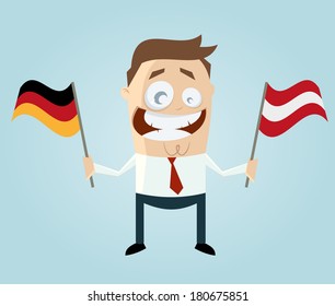businessman with german and austrian flag
