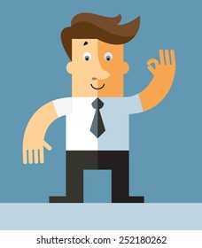 Businessman gesturing okay.  Business flat vector illustration.