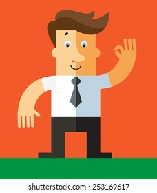 Businessman gesturing okay.  Business flat vector illustration.