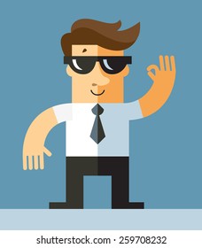 Businessman gesturing okay.  Business flat vector illustration.
