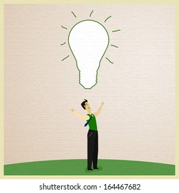 Businessman get the big idea. Vector illustration