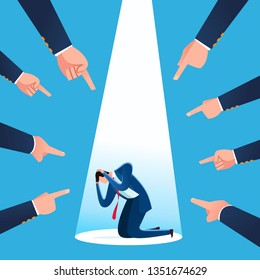 Businessman get blamed for business loss and failure. Business concept vector illustration.