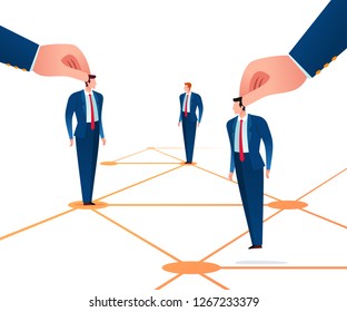 Businessman get controlled and manipulated by their master like a toy. Business concept vector illustration.