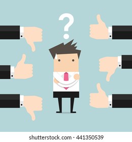 Businessman get feedback from other people. Vector