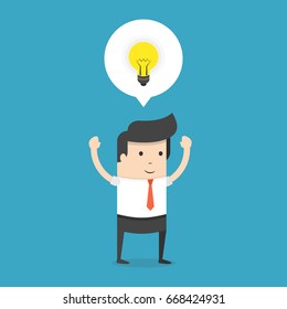 Businessman get a great idea. Business idea concept. Flat cartoon style. Vector illustration.