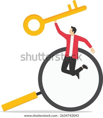 Businessman get a guidance to put a key in its place as an problem solution. Business concept vector illustration. stock illustration

