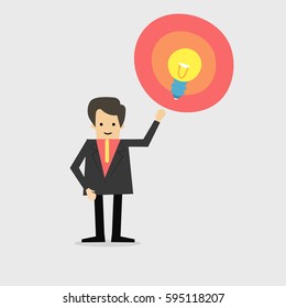 Businessman Get idea with bulbs Business concept, vector illustrator