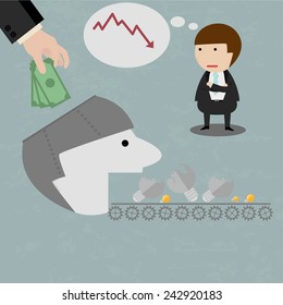 Businessman get an idea. Business analytics and solution 